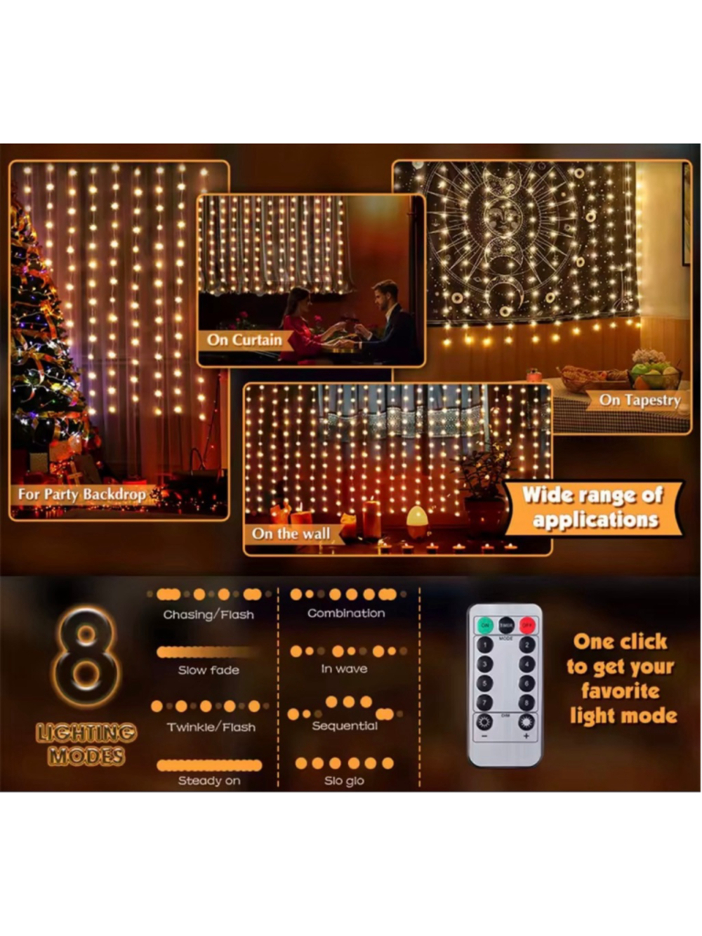 String Lights LED USB Remote - Christmas, Holiday, Party, Fairy - Warm Colored